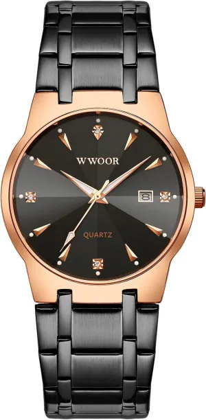 Dress Wristwatches MASTOPMen's Quartz Watches etiquette Luxury Business Date Analog Stainless Steel Waterproof Diamond 