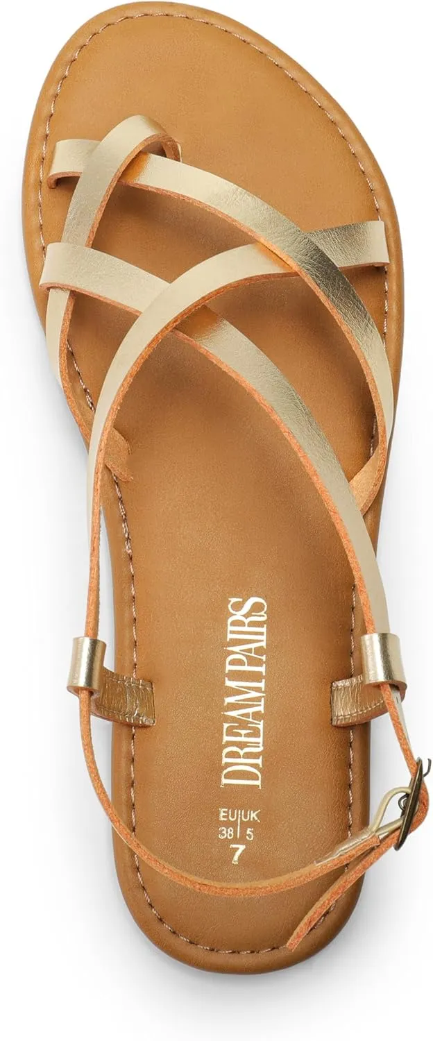 Dressy Comfortable Ankle Strap Casual Summer Thong Sandals for minimize Beach DREAM PAIRS Women's Flat Sandals Strappy 