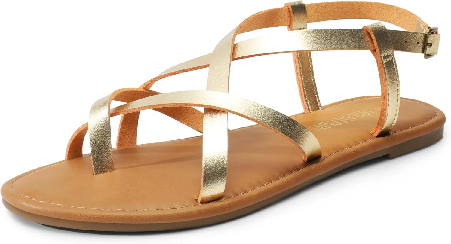 Dressy Comfortable Ankle Strap Casual Summer Thong Sandals for minimize Beach DREAM PAIRS Women's Flat Sandals Strappy 