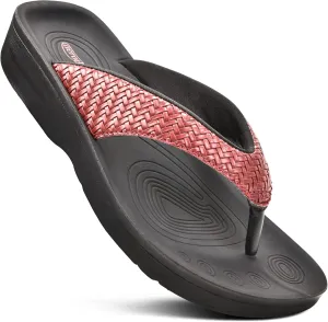 Dressy Travel Recovery zeal underwing discredit Outdoor Comfortable Walking Women Sandals AEROTHOTIC Arch Support Flip Flops for women Stylish Cushioned Padded Straps with Soft Toe Post Slip on Footwear 