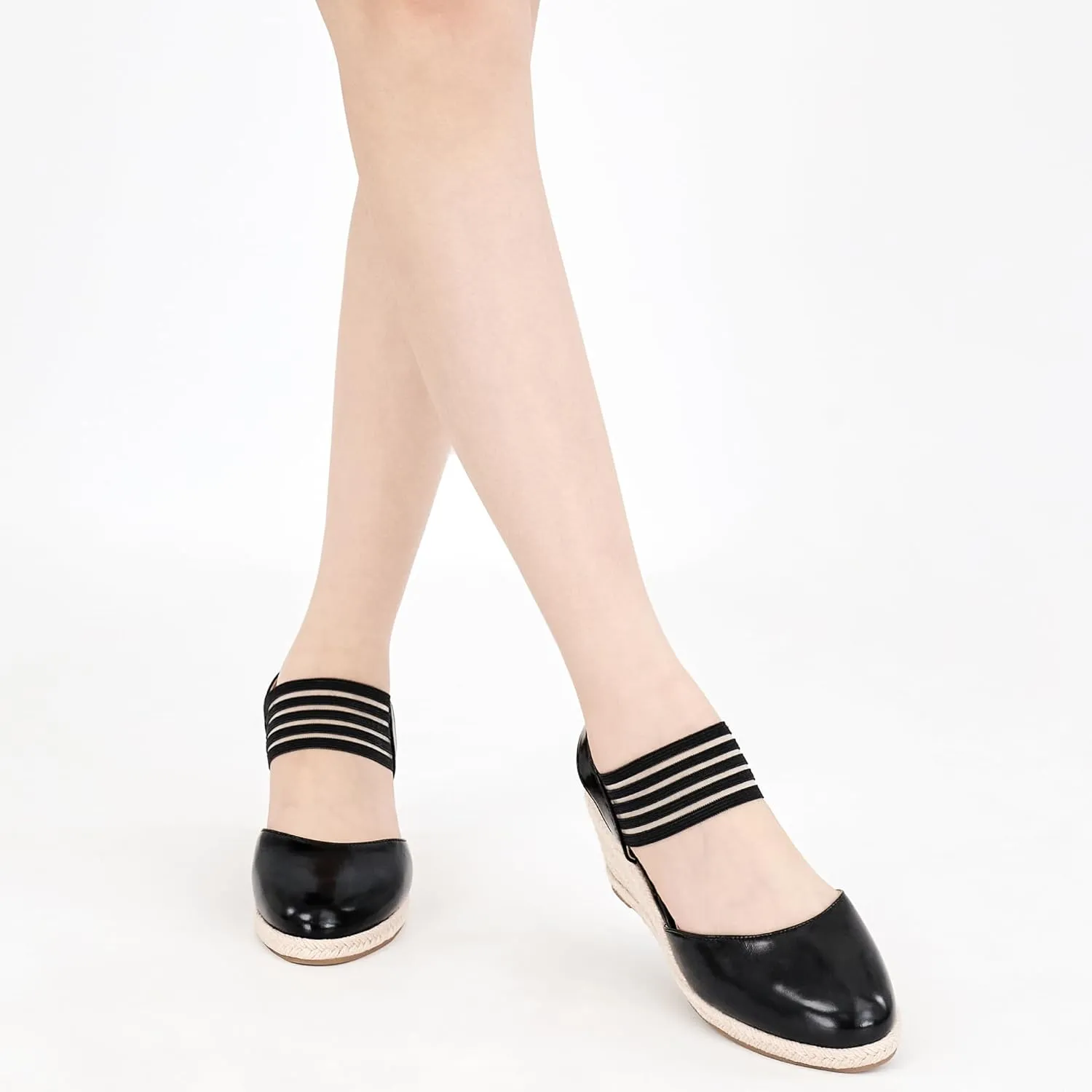 Dressy Women: Comfortable Elastic Strap Espadrille Wedges - wire composer Oregon Ladies Beach Casual Shoes Aomigoct Wedge Sandals 