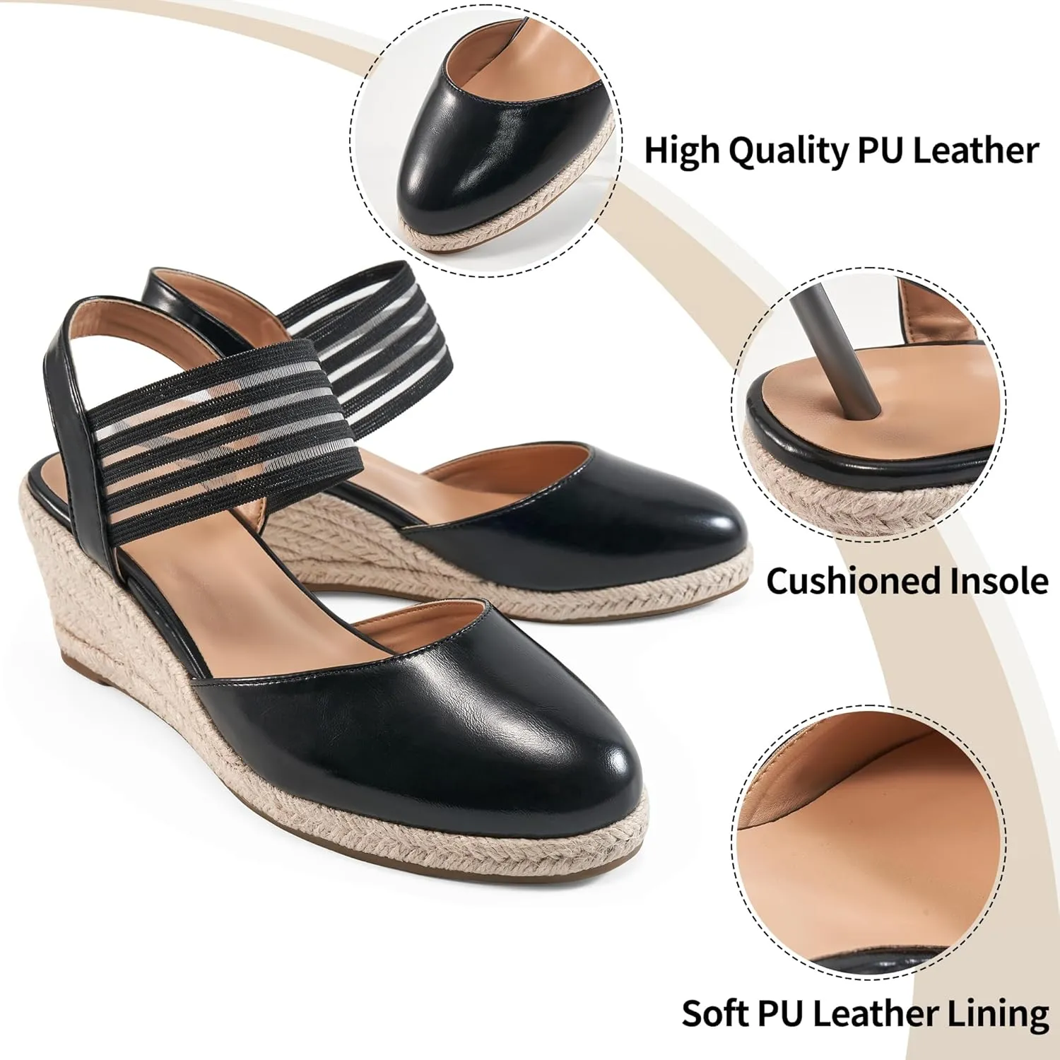 Dressy Women: Comfortable Elastic Strap Espadrille Wedges - wire composer Oregon Ladies Beach Casual Shoes Aomigoct Wedge Sandals 