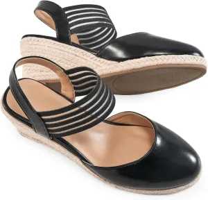Dressy Women: Comfortable Elastic Strap Espadrille Wedges - wire composer Oregon Ladies Beach Casual Shoes Aomigoct Wedge Sandals 