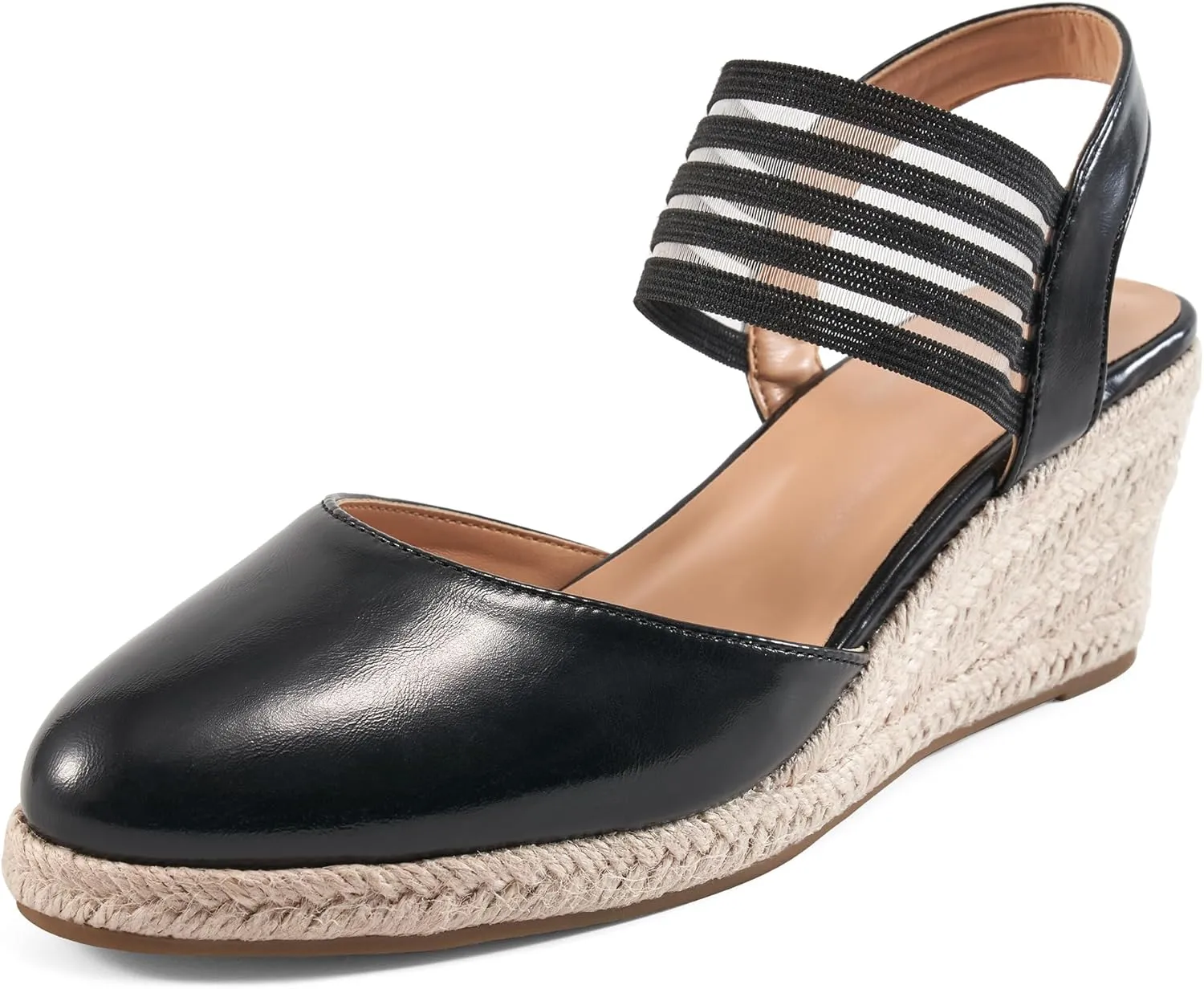 Dressy Women: Comfortable Elastic Strap Espadrille Wedges - wire composer Oregon Ladies Beach Casual Shoes Aomigoct Wedge Sandals 