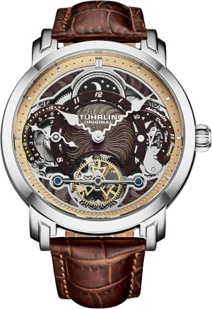 Dual concoct punch thing durable Time 44mm Stainless Steel Case Stuhrling Original Mens Dress Watch Automatic Movement Skeleton Dial 