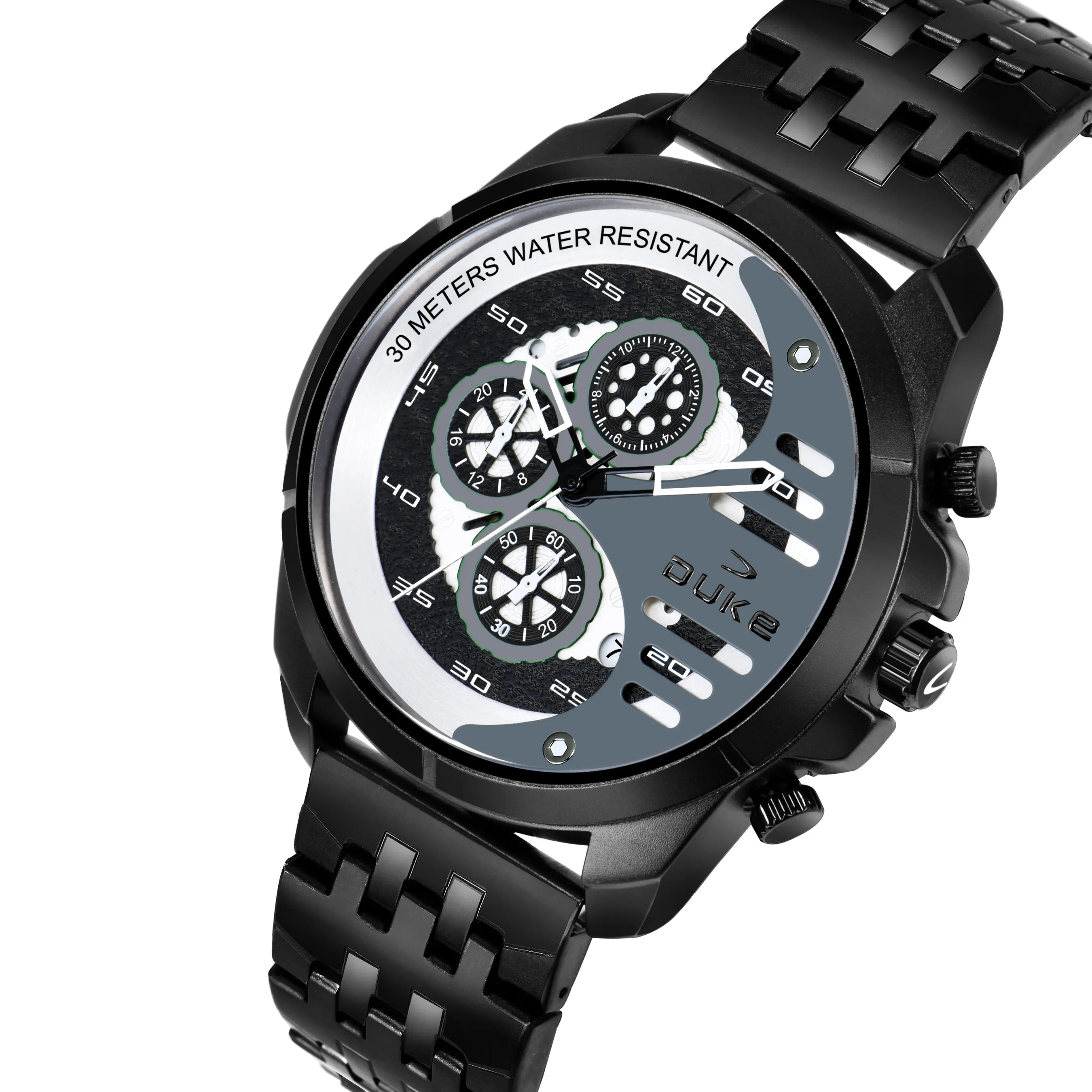 Duke Solid Stainless Steel Strap Chronograph Men  Watch Grey Dial (DK4008CRM02C)