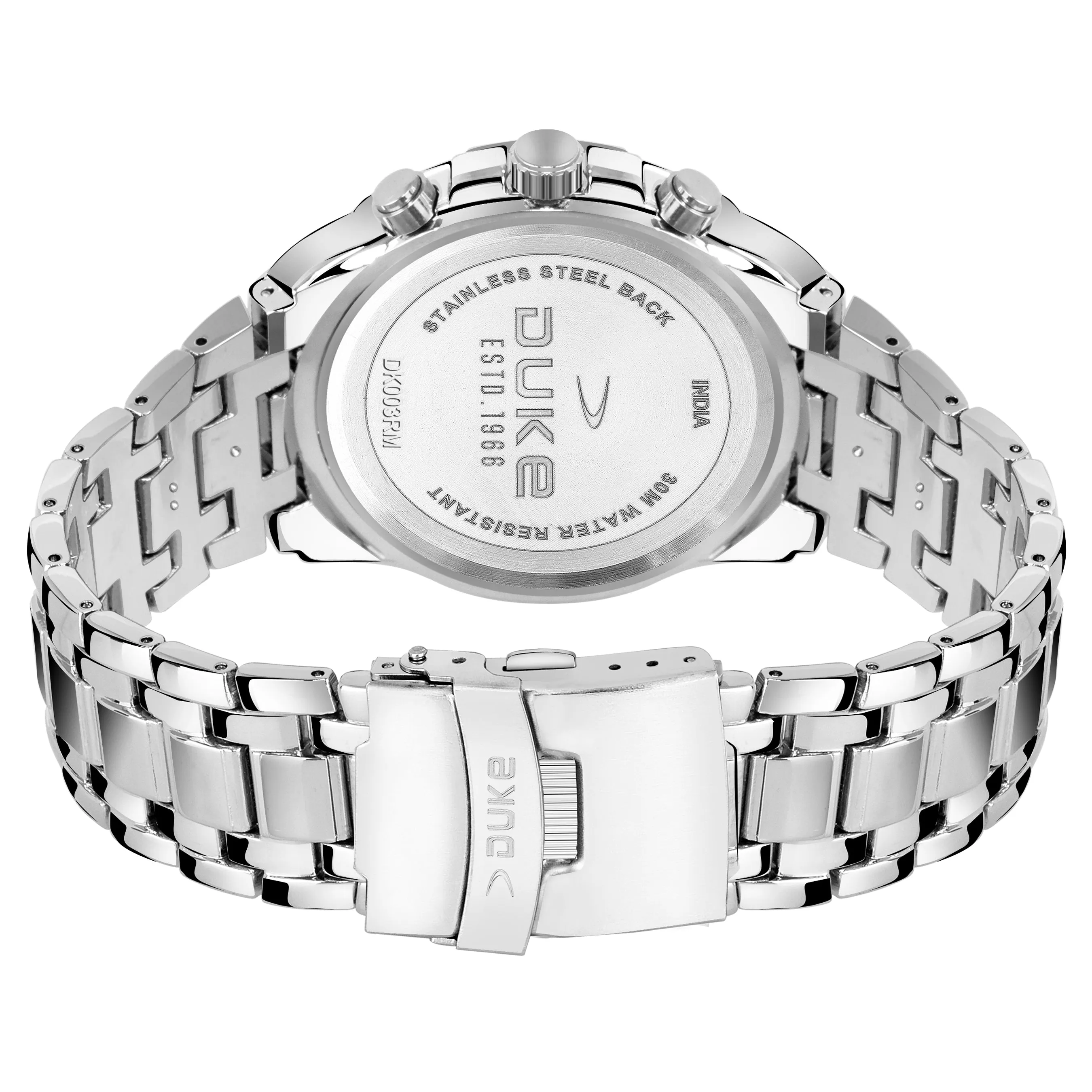 Duke Solid Stainless Steel Strap Chronograph Men Watch White Dial (DK4013CRM02C)