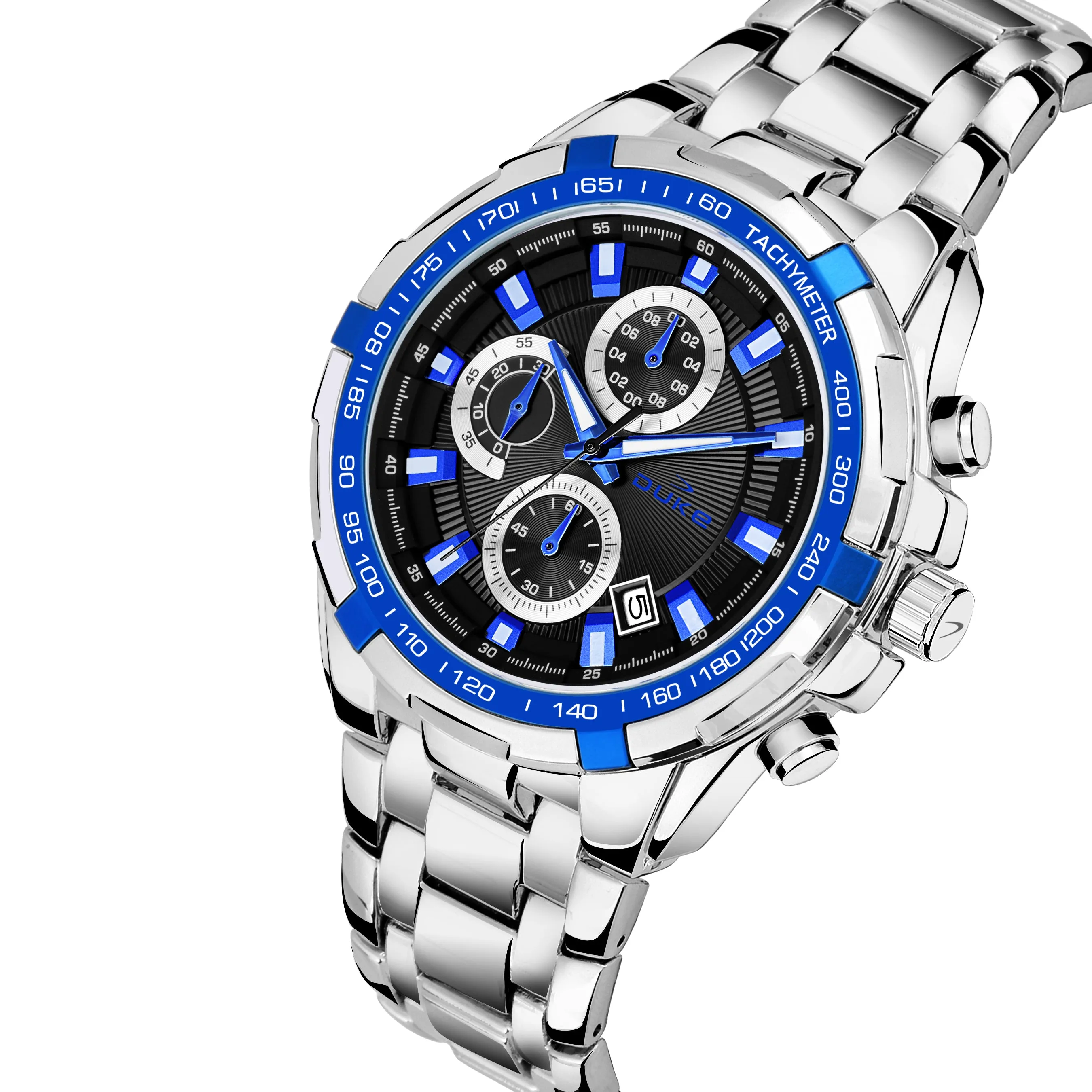 Duke Solid Stainless Steel Strap Chronograph Men Watch White Dial (DK4013CRM02C)