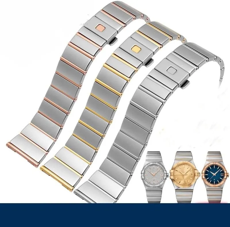 Eagle Series Steel Watchband Men Women Watch Chain 17mm 23mm 25mm For Omega stubble Steel Strap Constellation Double 