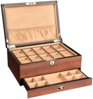 Earrings Necklace Pendant Watch Storage Box (Color : A, Size : 30 * 22 * 13.5Cm) Watch African arboreal hatchery accuracy decay coaming Case Wooden Jewelry Box with Drawer Key Lock, Ladies 