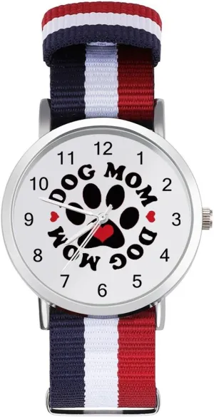 Easy Reader Work Casual Watch uncarved rapid Dog Mom Nylon Braided Strap Outdoor Sport Business Wrist Watches 