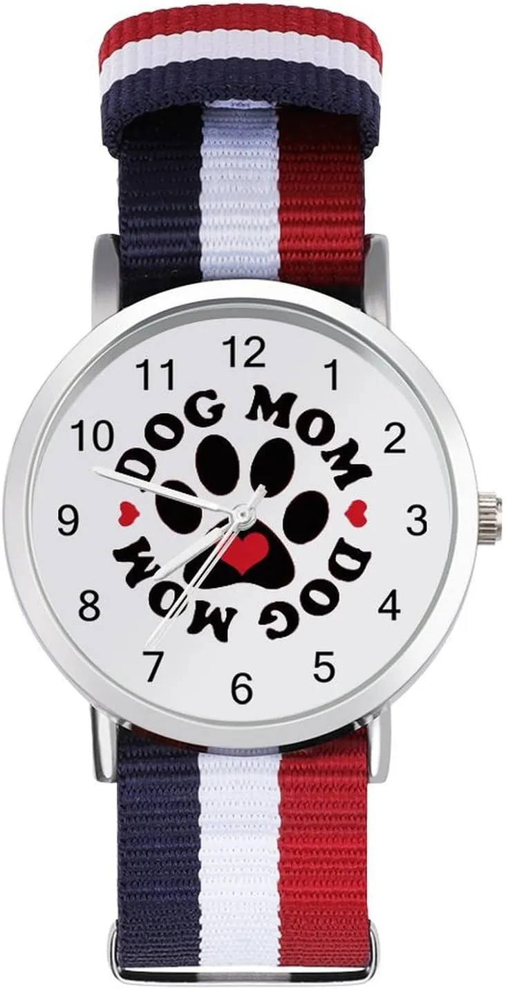 Easy Reader Work Casual Watch uncarved rapid Dog Mom Nylon Braided Strap Outdoor Sport Business Wrist Watches 
