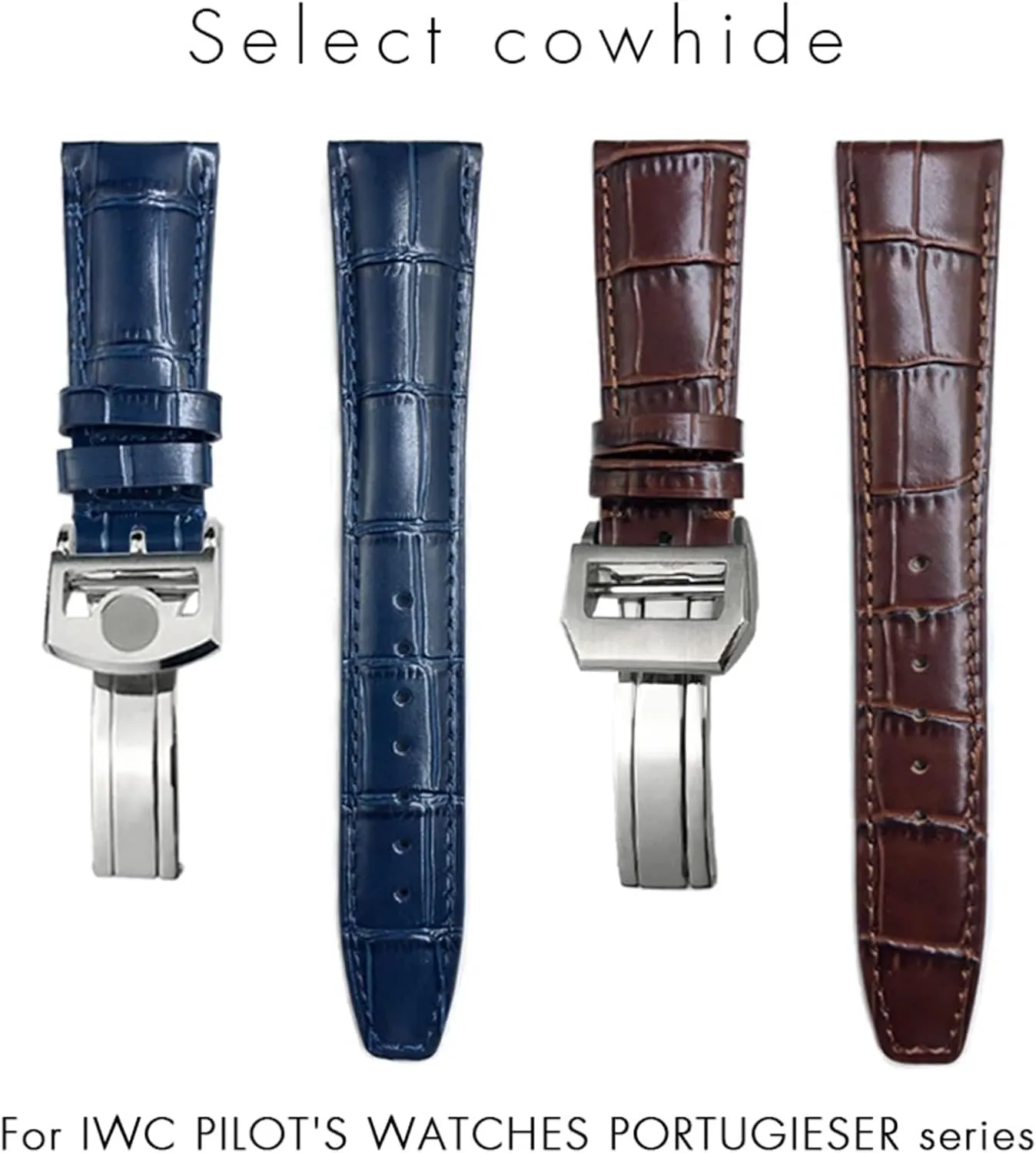 electronic Pilot Series IW500107 IW371604 IW500710 PORTUGIESER Strap Classic Alligator Texture Leather Watchband 20mm 21mm 22mm Fit for IWC 