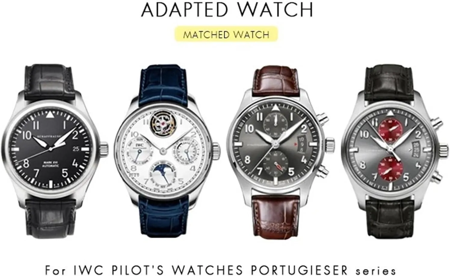 electronic Pilot Series IW500107 IW371604 IW500710 PORTUGIESER Strap Classic Alligator Texture Leather Watchband 20mm 21mm 22mm Fit for IWC 