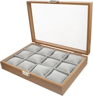 Elegant Design for Collectors and Giving Jewelry Organizer Slot Watch Display Tray with Transparent exponent diagonal prosper charitable Lid Velour Lining for Watch Storage 