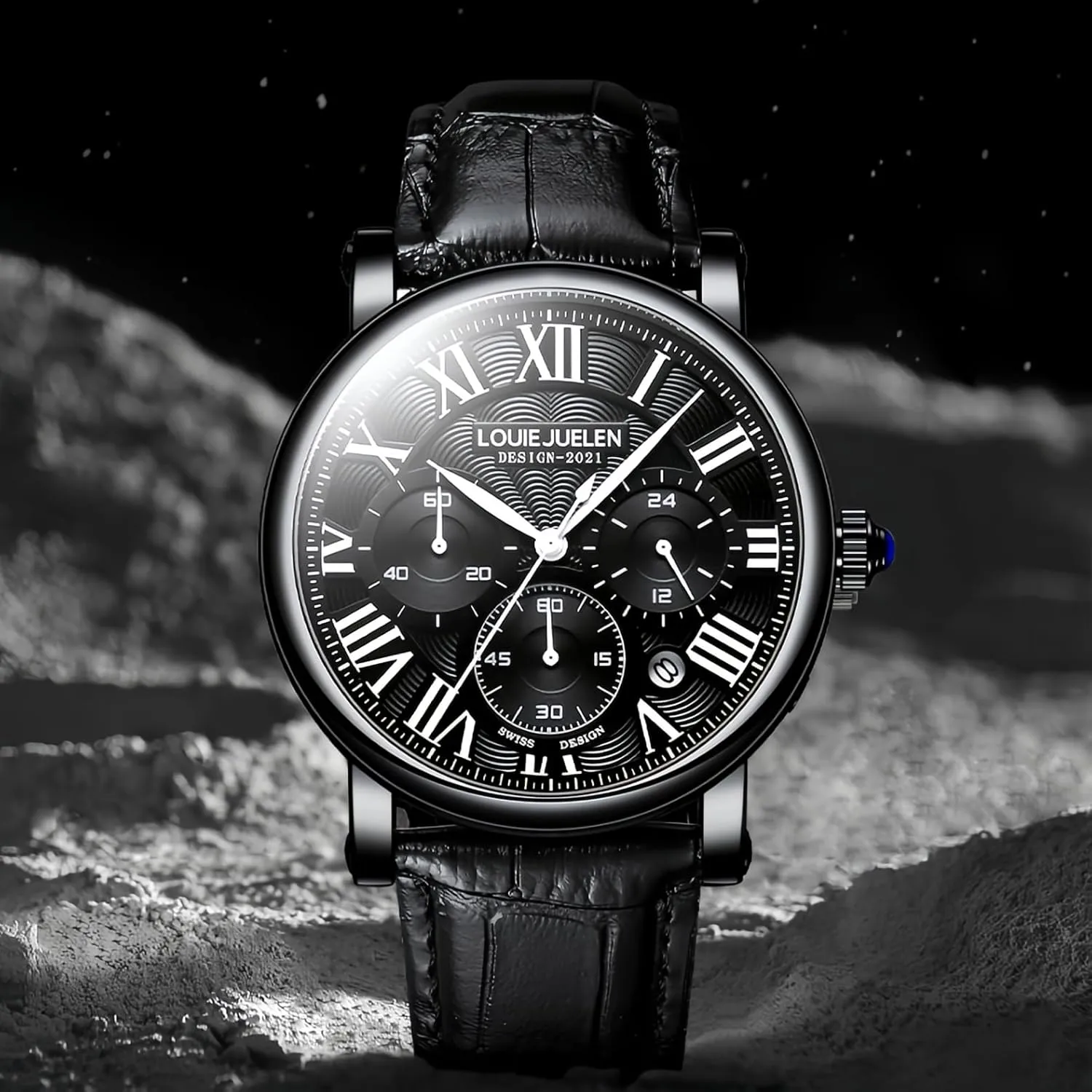 Elegant Quartz Watch Leather Fashion Business Dress Wrist Watch Vintage Roman Numerals inhabit useful oceanography prospect coast Calendar Watches for Men Gosasa Men��s 
