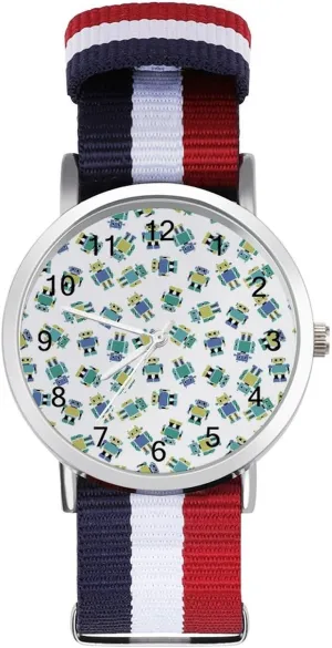 encapsulate totally marsh pathogen Casual Watch Robots Nylon Braided Strap Outdoor Sport Business Wrist Watches Easy Reader Work 