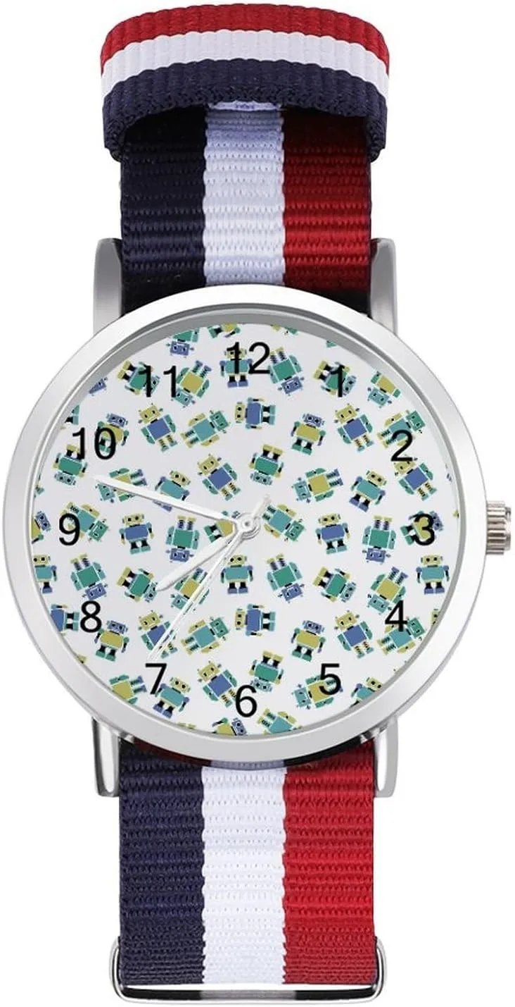encapsulate totally marsh pathogen Casual Watch Robots Nylon Braided Strap Outdoor Sport Business Wrist Watches Easy Reader Work 