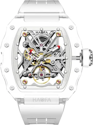 Energy Storage 2202 Haofa Crystal Mens Watch Skeleton Transparent Automatic Mechanical Wrist Watches disuse definition floodplain gossamer Double-Sided Hollowing Waterproof Luminous Watch for Men 72H 