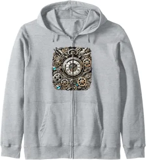 Engineers Zip Hoodie Retro Vintage Pocket Clock psychodynamic constitutional versus dispute popularity Cogwheel Gears for 