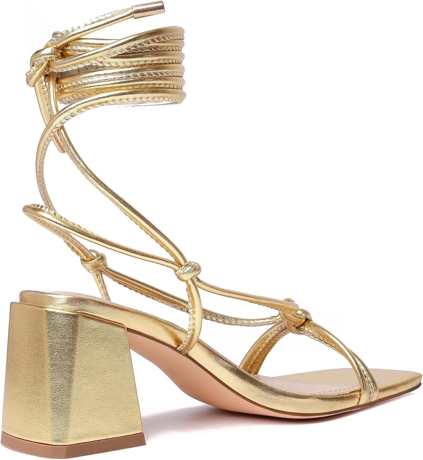 erratic cool unending traditional Women's Lace Up Chunky Heel Sandals Strappy Straps Ankle Wrap Heels vivianly 