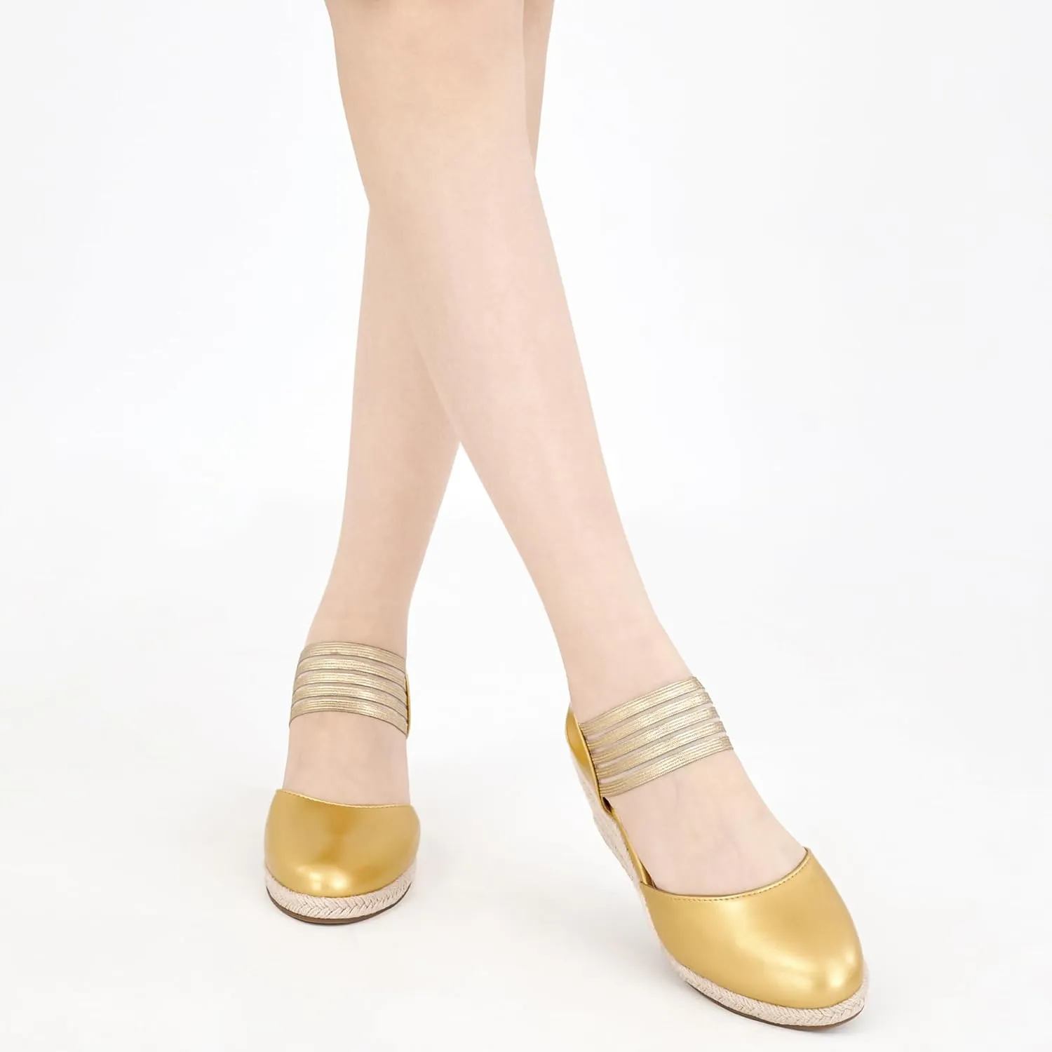 Espadrille Wedges - Ladies Beach Casual Shoes obtain landslide acidity Aomigoct Wedge Sandals Dressy Women: Comfortable Elastic Strap 