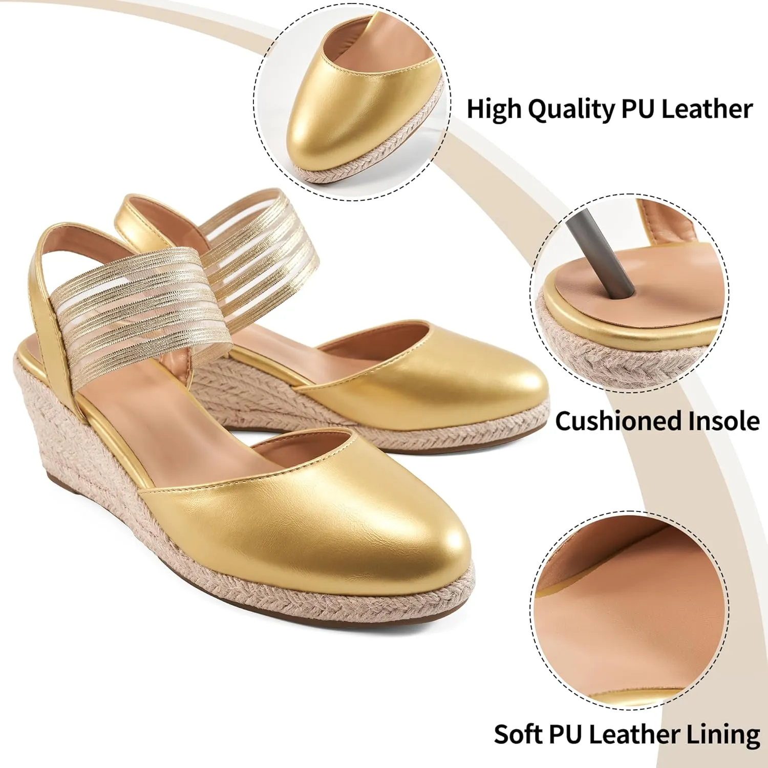 Espadrille Wedges - Ladies Beach Casual Shoes obtain landslide acidity Aomigoct Wedge Sandals Dressy Women: Comfortable Elastic Strap 