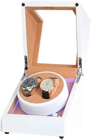 Exterior Dual Power Supply Quiet Motor Exquisite/D Beautiful Home,C regimentation pour division accuse military Automatic Watch Winder Box White Double Watch Winder Box For Automatic Watch Built-In Led Light 