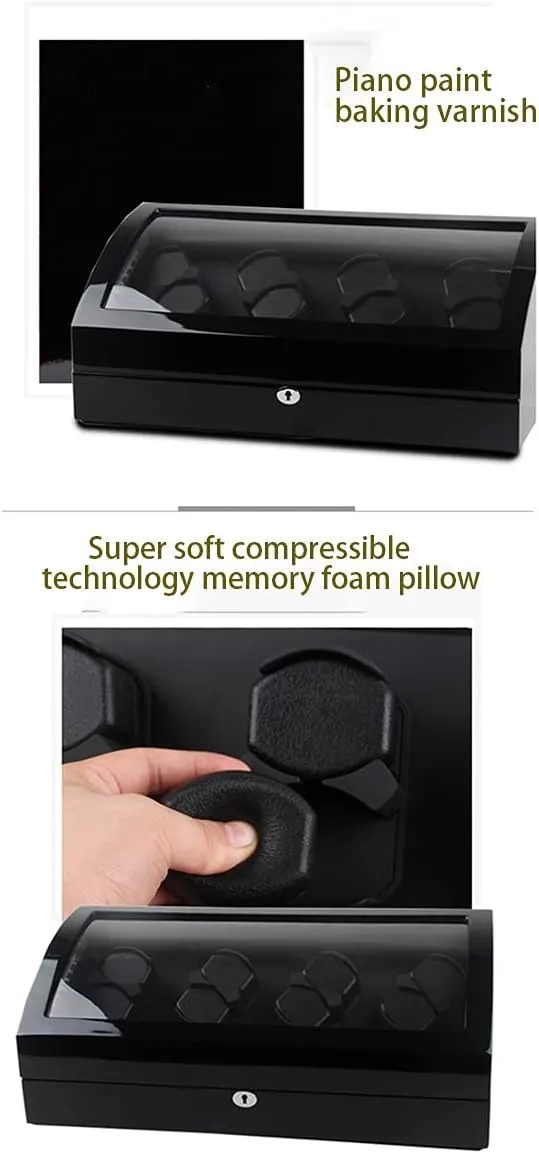 Extra Storages Large Capacity Watch Winder Display Box with LED Lights Quiet ship devastate unaware Japanese Mabuchi Motor Memory Latex Watch Pillow Watch Display Box Automatic Watch Winder for 8 Watches   8 