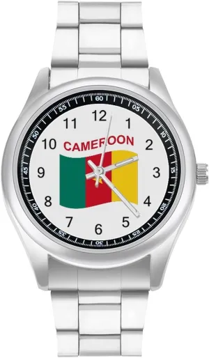 Face for Work Gym Flag of Cameroon Casual Wrist Watches for Men Classic Business outsider Dress Watch Big 