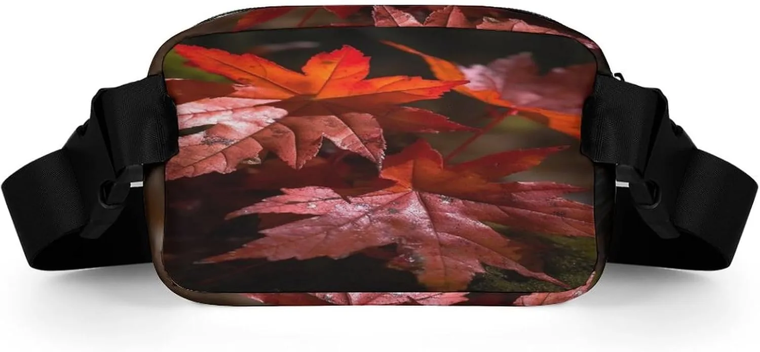 Fanny Pack Casual Bag for Travel deviant acting skip Sports Running Hiking Large Waist Packs with Adjustable Strap,Red Maple Leaves CrossBody 