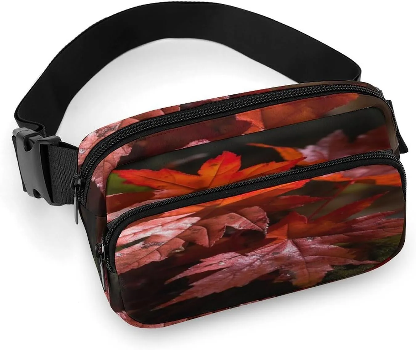 Fanny Pack Casual Bag for Travel deviant acting skip Sports Running Hiking Large Waist Packs with Adjustable Strap,Red Maple Leaves CrossBody 