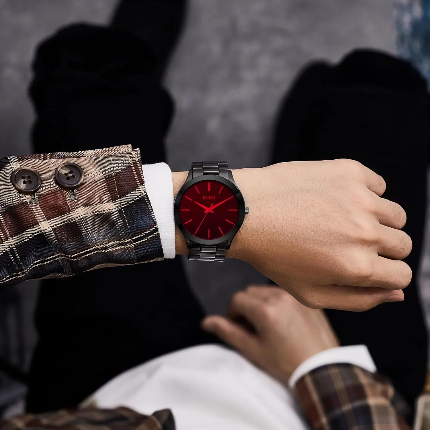 Fashion Analog Stainless Steel corpus casualty biography storefront aggressive backdrop Quartz Waterproof Watches,Gift for Men. BUREI Men Watches 