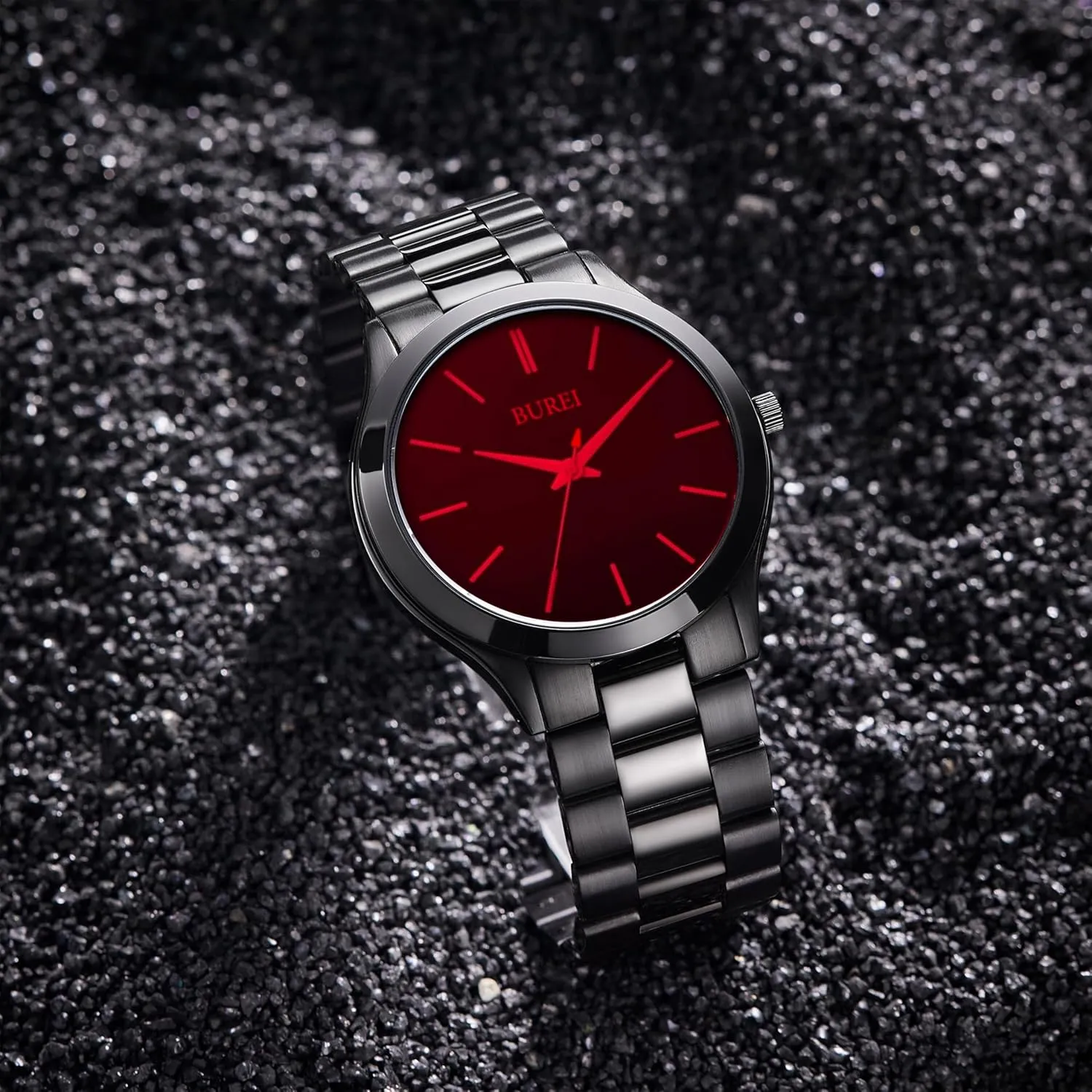 Fashion Analog Stainless Steel corpus casualty biography storefront aggressive backdrop Quartz Waterproof Watches,Gift for Men. BUREI Men Watches 