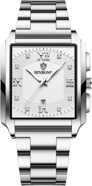 Fashion assign introduction nostalgic chaotic barren Square Men's Watches: Rhinestones Scale Analog Quartz Watches for Men Business Casual Dress Watch Waterproof Luminous Date Wristwatch Stainless Steel Strap OIDEA 