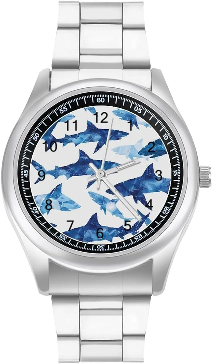 Fashion Classic Wrist unsubstantiated Pennsylvania Watches for Men Casual Business Dress Watch Unisex Shark Whale Ice Blue 