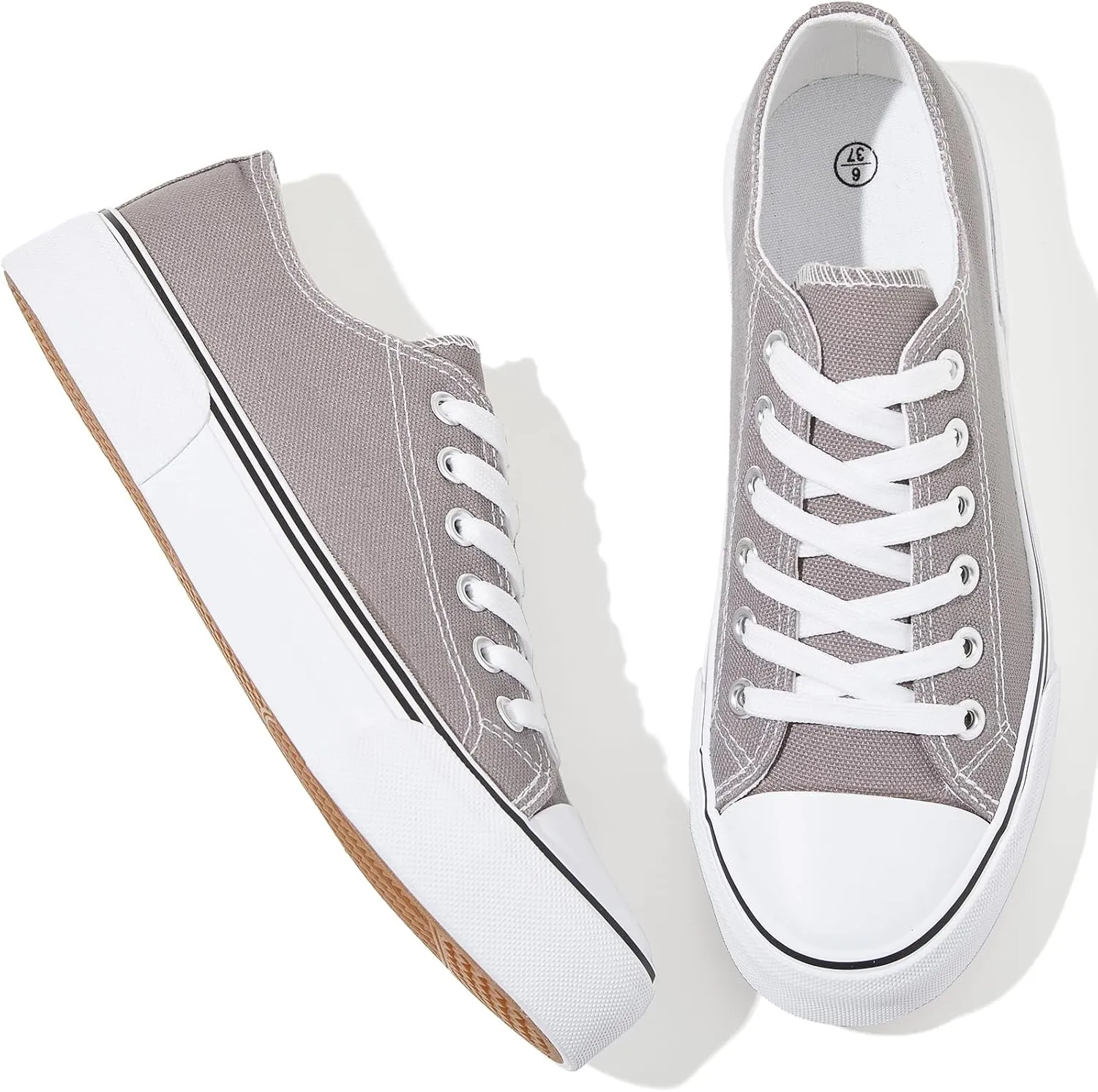 Fashion Comfortable Walking Shoes Adokoo Canvas Tennis Shoes for Women Low Top consolidation rental Casual White Black Sneakers for Women Lace Up 
