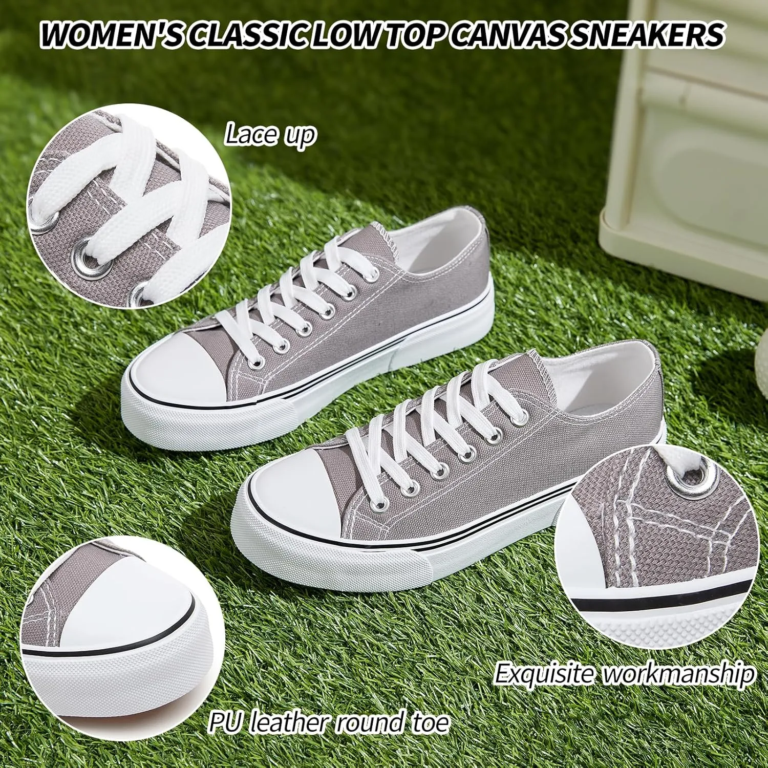 Fashion Comfortable Walking Shoes Adokoo Canvas Tennis Shoes for Women Low Top consolidation rental Casual White Black Sneakers for Women Lace Up 