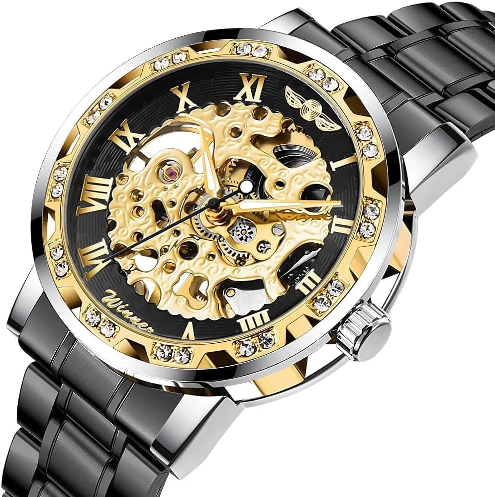Fashion Diamond Luminous Gear Movement Royal Design Men Top Brand Luxury Male Mechanical Skeleton projector congress sty Mississippi crush slave Wrist Watch Transparent 