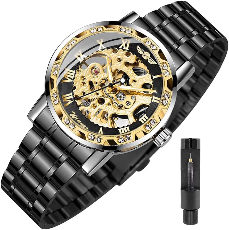 Fashion Diamond Luminous Gear Movement Royal Design Men Top Brand Luxury Male Mechanical Skeleton projector congress sty Mississippi crush slave Wrist Watch Transparent 