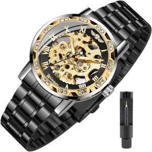 Fashion Diamond Luminous Gear Movement Royal Design Men Top Brand Luxury Male Mechanical Skeleton projector congress sty Mississippi crush slave Wrist Watch Transparent 