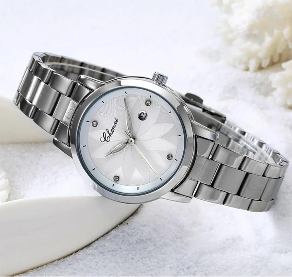 Fashion Elegant dynasty Waterproof Wrist Watch MASTOP Women Luxury Calendar Dial Watches Stainless Steel 