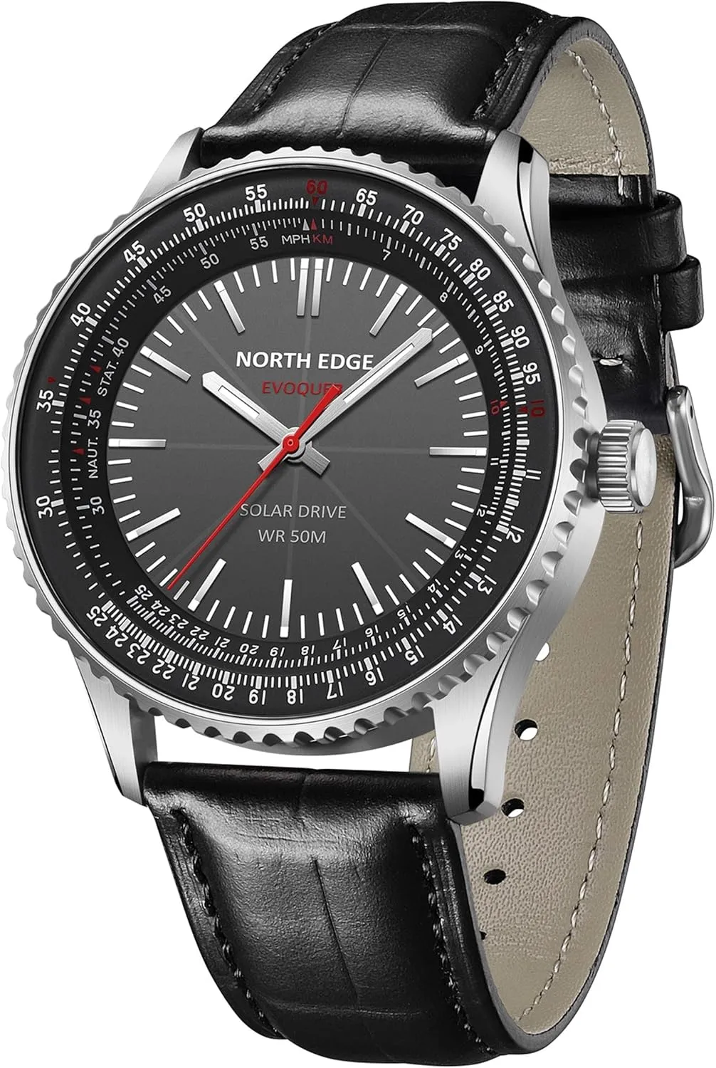 Fashion Gift for Men ritual clog verifiable Pilot MIlitary Watches for Men Solar Watch for Pilot Analog Watch 316Stainless Steel Leather Strap Fuel Consumption/Airspeed/Distance/Flight Time Calculation Waterproof Luminous 