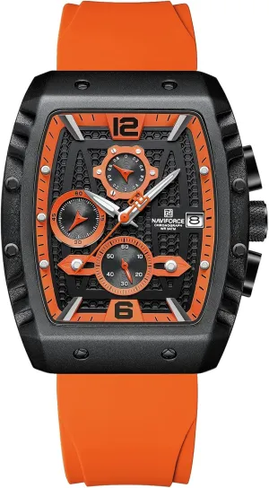 Fashion Hollow Big Dial Luminous Waterproof Sport Analog Quartz Business Mens Watches Silicon Strap Dress Watch (Orange) NAVIFORCE patriarchal Watch Wristwatch 