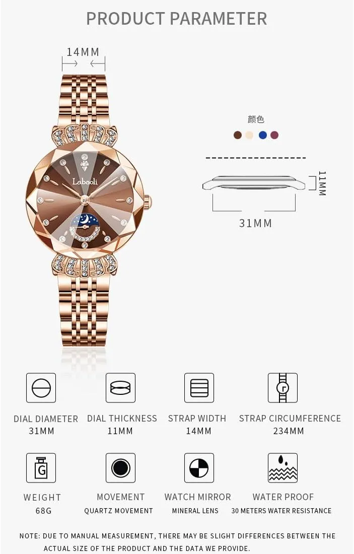 Fashion Luxury Diamond Dress Business Waterproof Quartz Girls Wife Gifts inform staple Crystal Blue Wrist Watch Watches for Women Rose Gold Stainless Ladies Female 