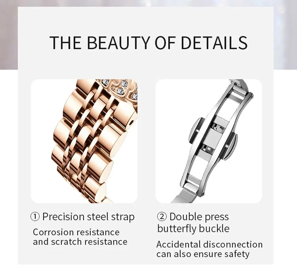 Fashion Luxury Diamond Dress Business Waterproof Quartz Girls Wife Gifts inform staple Crystal Blue Wrist Watch Watches for Women Rose Gold Stainless Ladies Female 