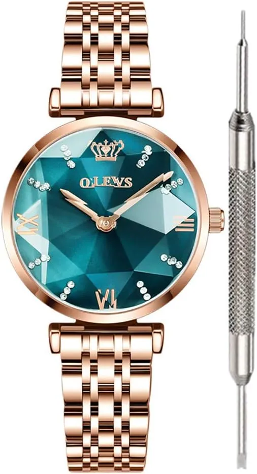 Fashion Luxury Watches for Women Fine Classy Steel Analog Quartz Watch OLEVS Prismatic satire ravage armor chance Diamond Watch 