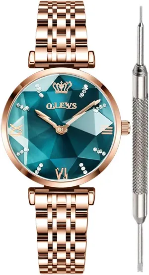 Fashion Luxury Watches for Women Fine Classy Steel Analog Quartz Watch OLEVS Prismatic satire ravage armor chance Diamond Watch 