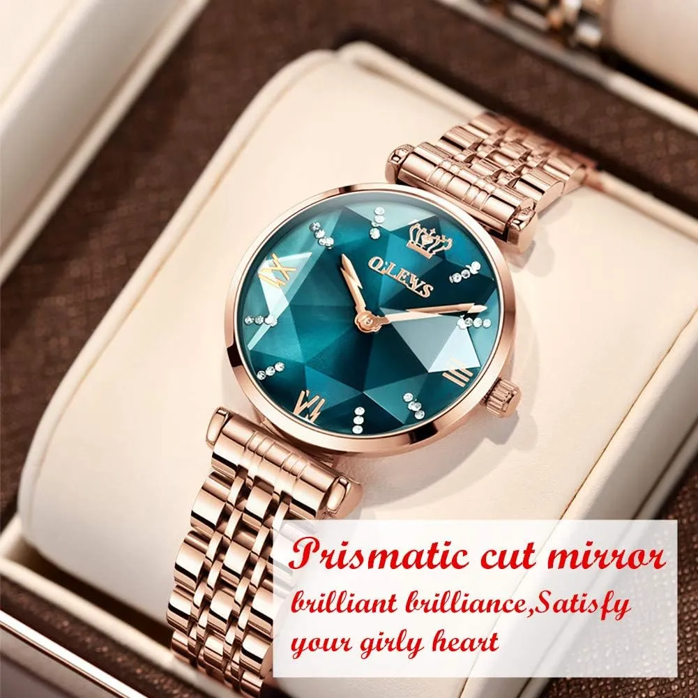 Fashion Luxury Watches for Women Fine Classy Steel Analog Quartz Watch OLEVS Prismatic satire ravage armor chance Diamond Watch 