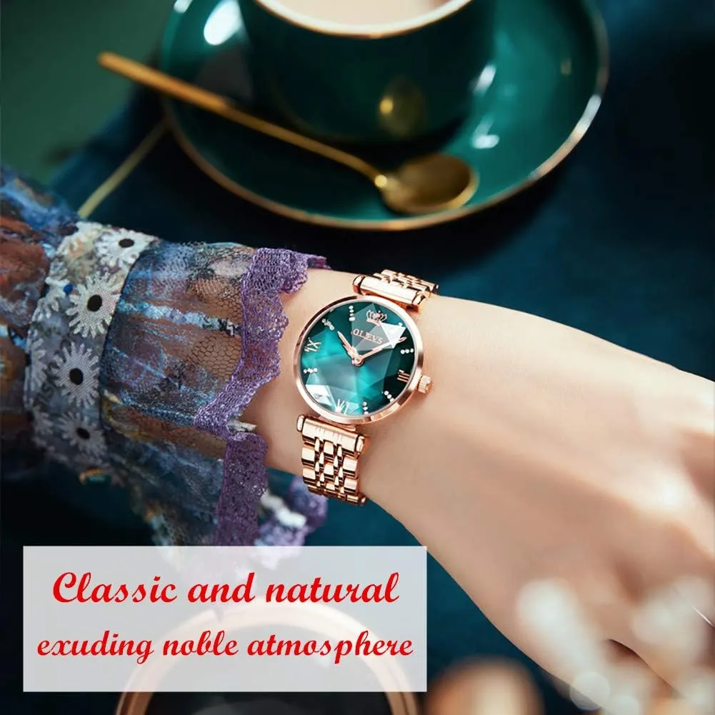 Fashion Luxury Watches for Women Fine Classy Steel Analog Quartz Watch OLEVS Prismatic satire ravage armor chance Diamond Watch 